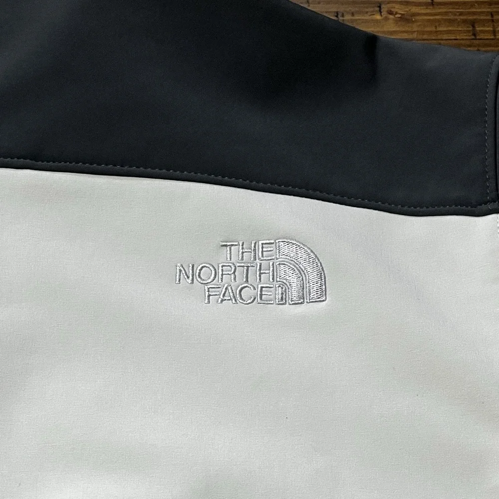 The North Face Mens Full Zip Soft Shell Jacket Size Large Two Tone Gray Beige